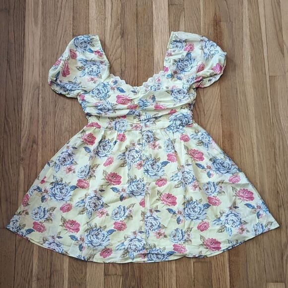 NWT Forever 21 Floral Print Mini Dress Green and Pink - Picture 4 of 7